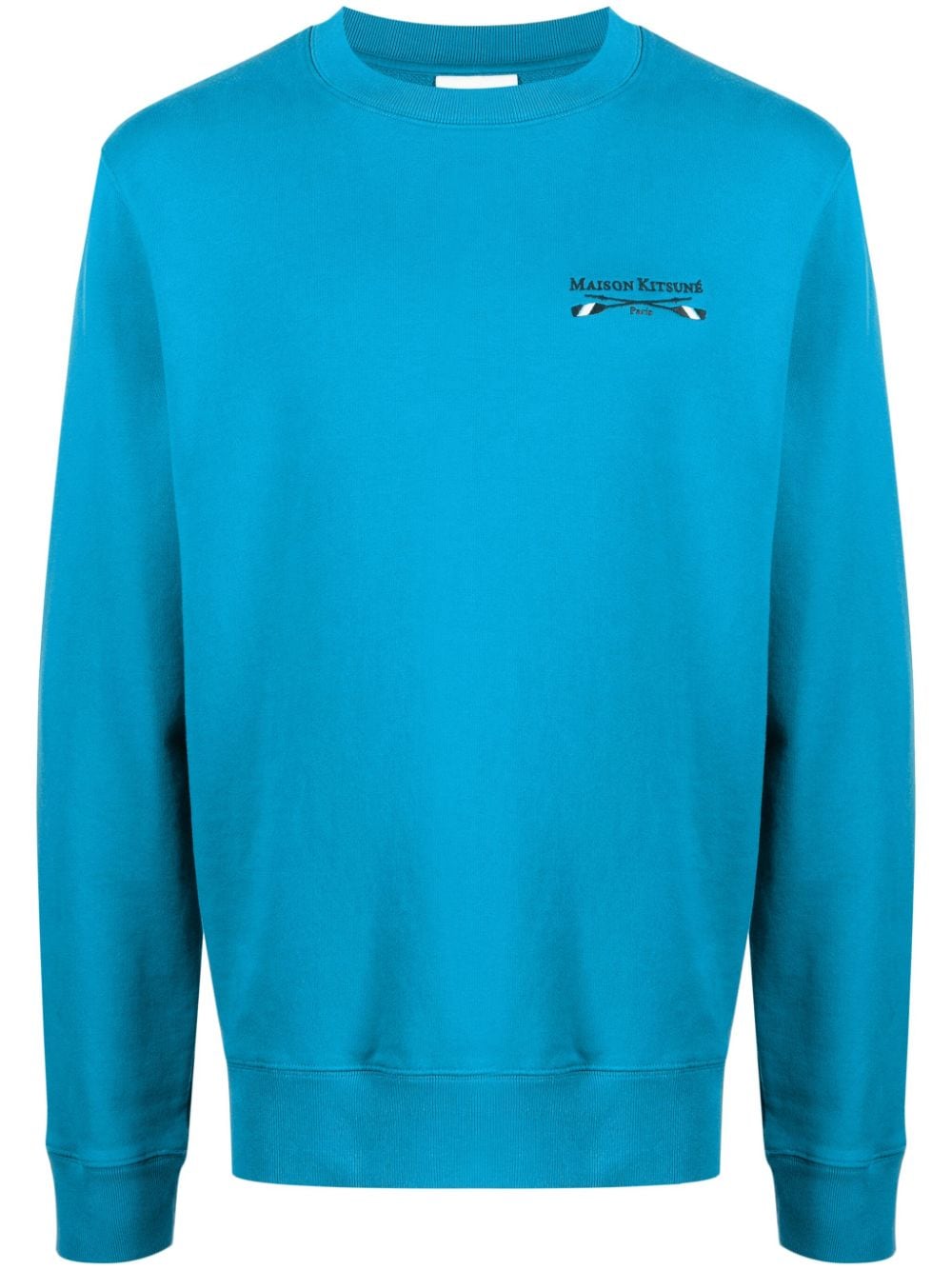 Maison Kitsuné logo-embroidered cotton sweatshirt - Blue von Maison Kitsuné