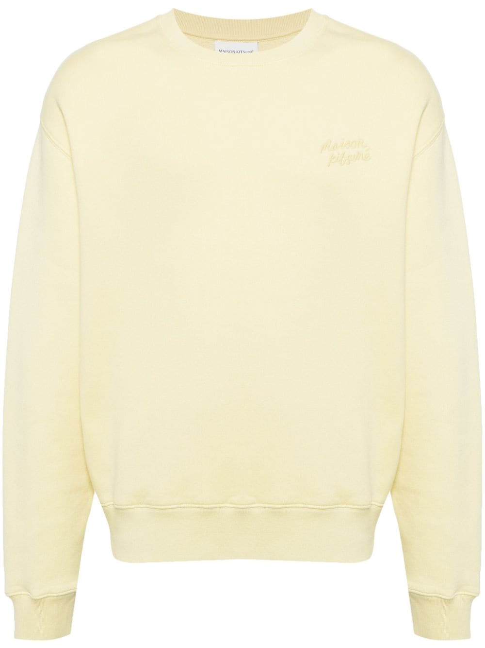 Maison Kitsuné logo-embroidered cotton sweatshirt - Yellow von Maison Kitsuné