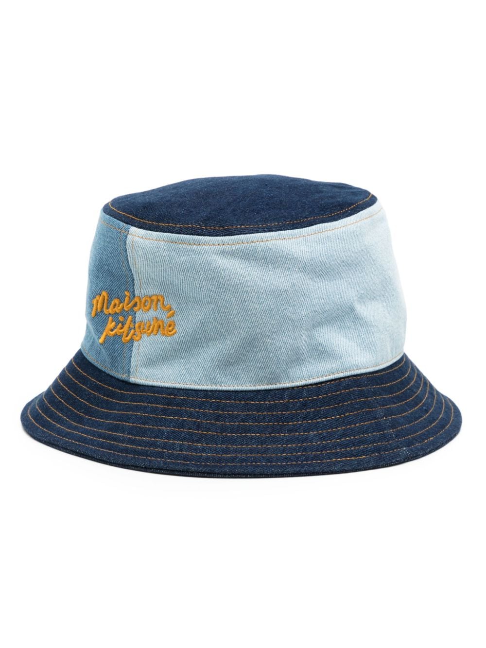 Maison Kitsuné logo-embroidered denim bucket hat - Blue von Maison Kitsuné