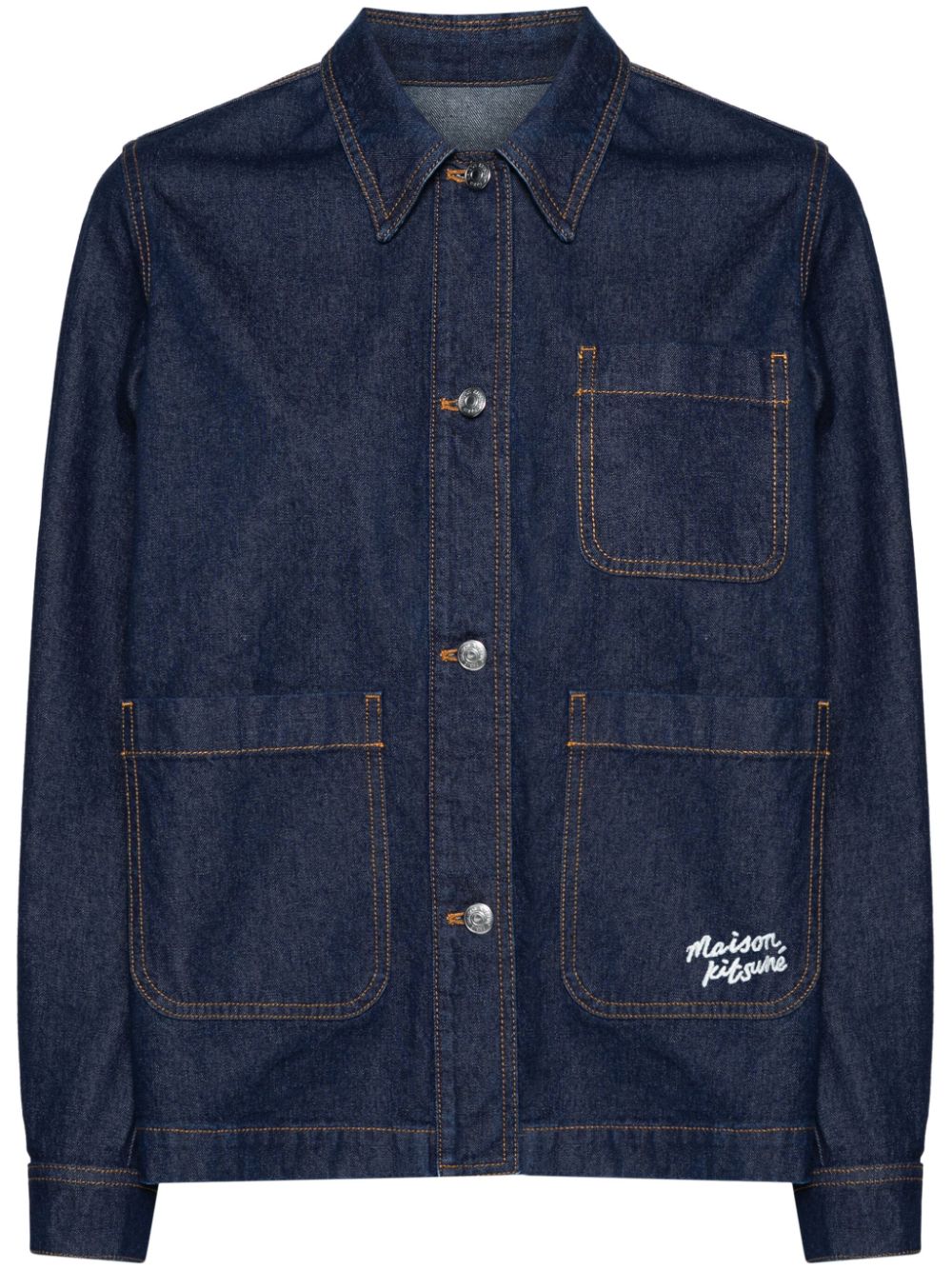 Maison Kitsuné logo-embroidered denim jacket - Blue von Maison Kitsuné