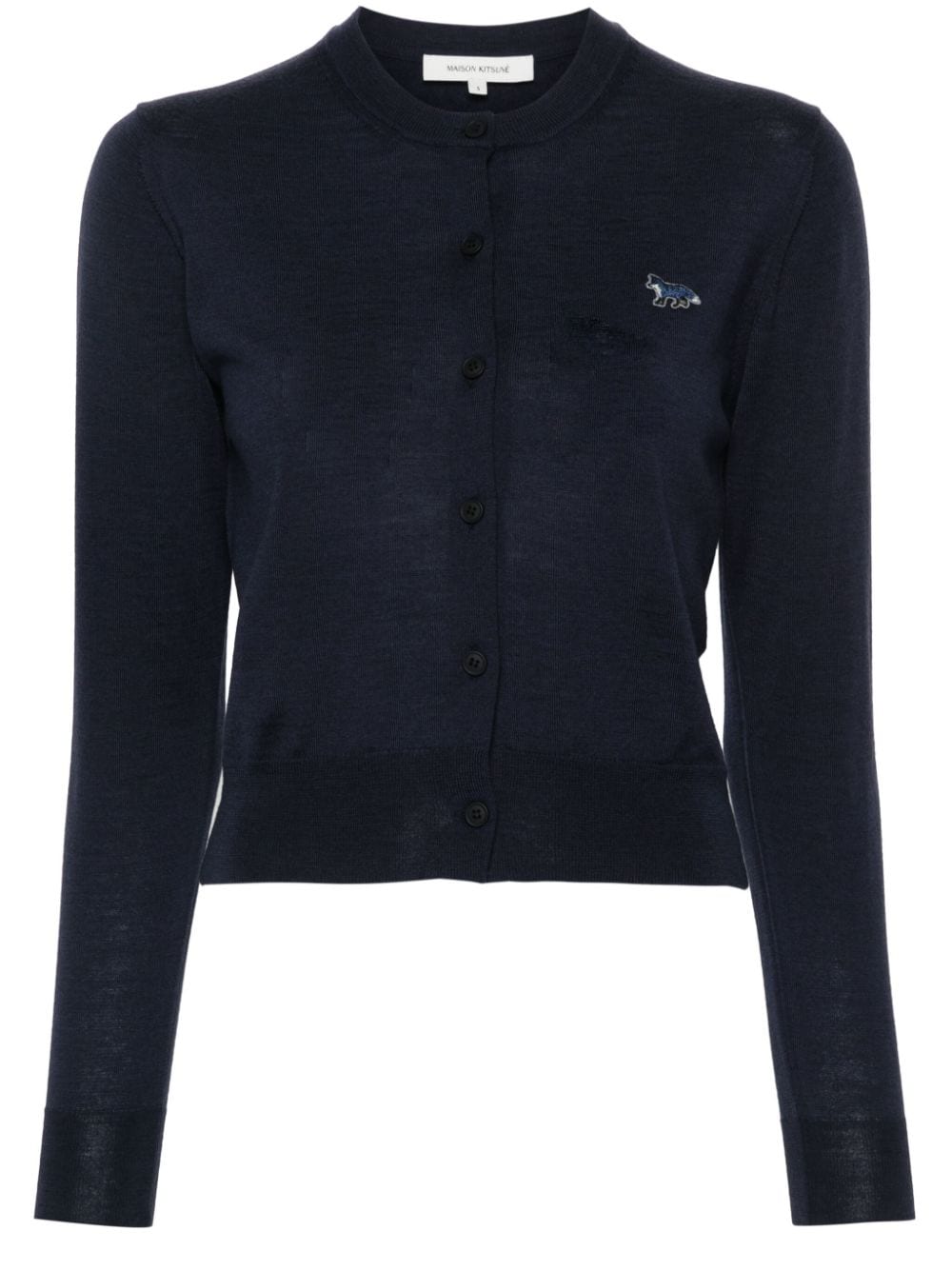 Maison Kitsuné logo-embroidered wool cardigan - Blue von Maison Kitsuné