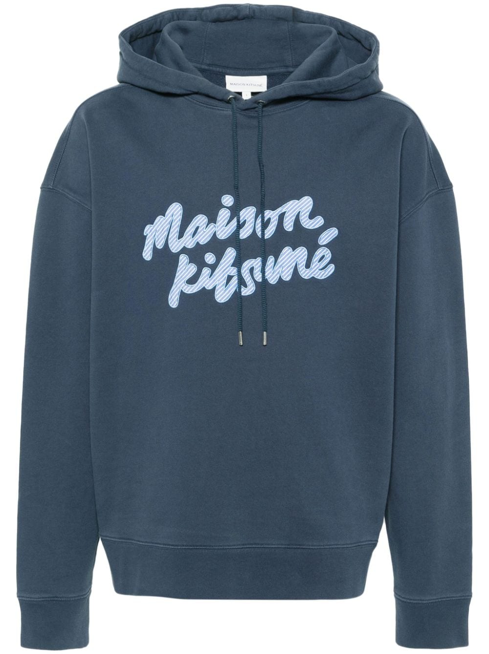 Maison Kitsuné logo-patch cotton hoodie - Blue von Maison Kitsuné