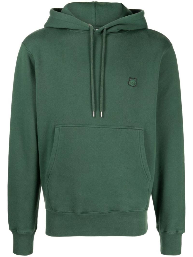 Maison Kitsuné logo-patch cotton hoodie - Green von Maison Kitsuné