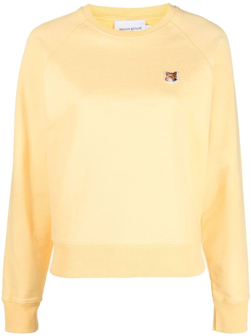 Maison Kitsuné logo-patch long-sleeved cotton sweatshirt - Yellow von Maison Kitsuné