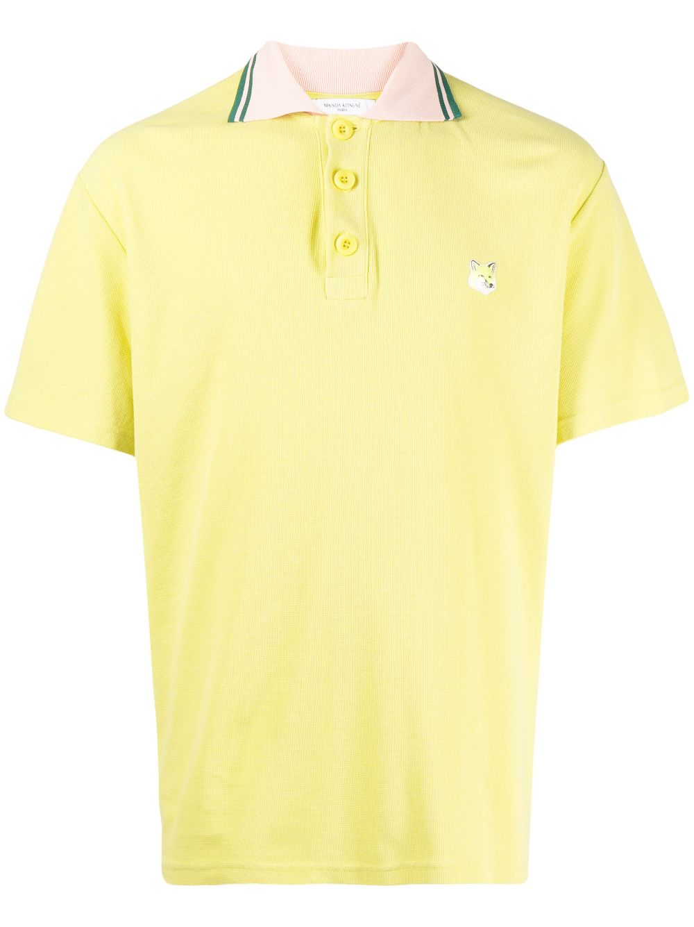 Maison Kitsuné logo-patch polo shirt - Yellow von Maison Kitsuné