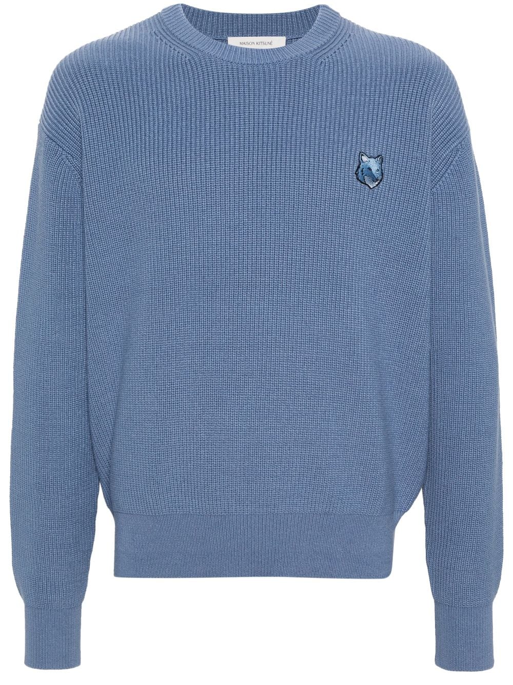 Maison Kitsuné logo-patch ribbed jumper - Blue von Maison Kitsuné