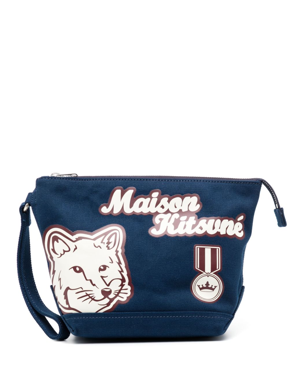 Maison Kitsuné logo-print clutch bag - Blue von Maison Kitsuné