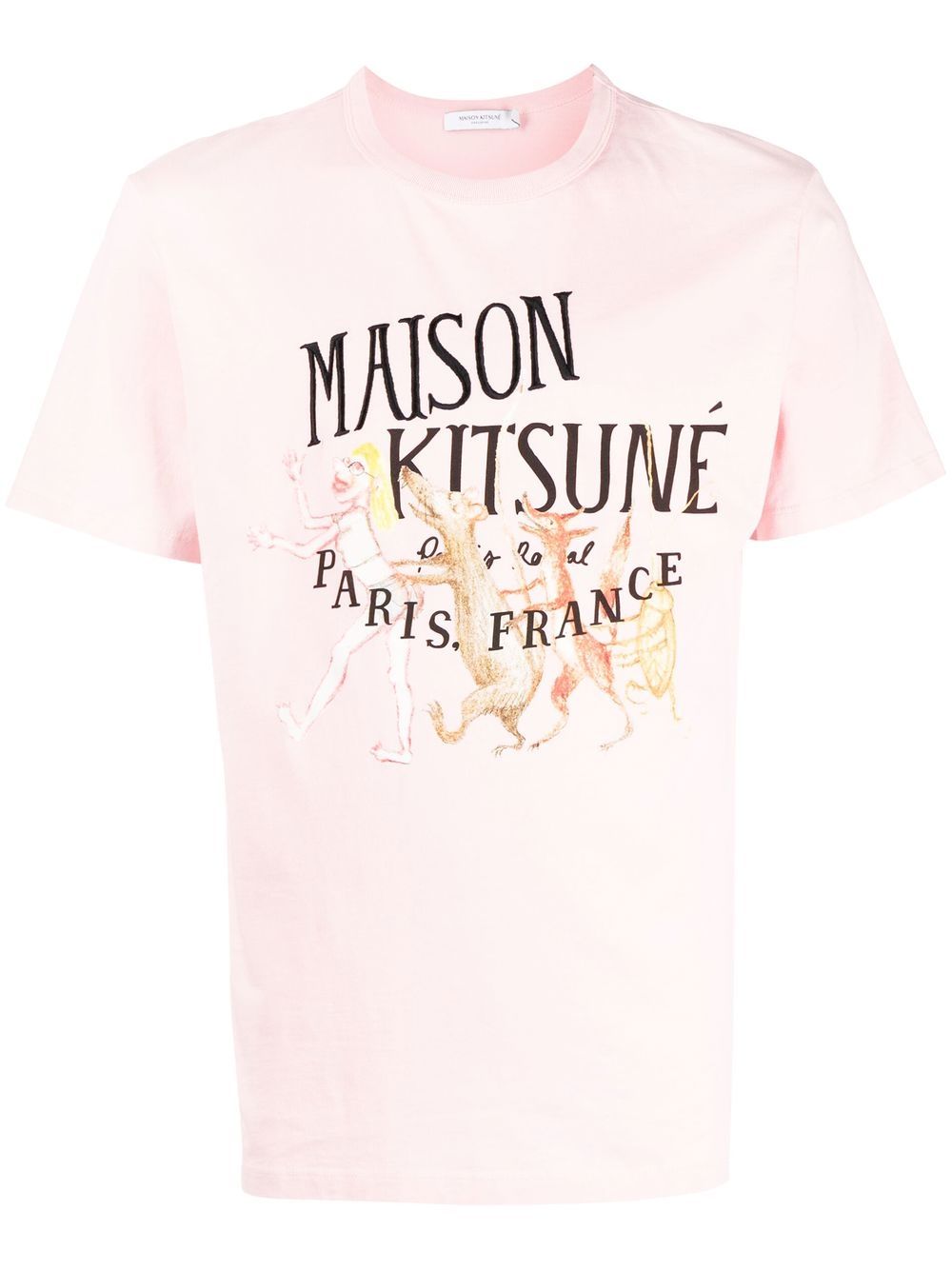 Maison Kitsuné logo-print detail T-shirt - Pink von Maison Kitsuné