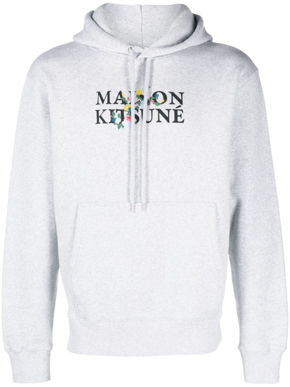 Maison Kitsuné logo-print drawstring cotton hoodie - Grey von Maison Kitsuné