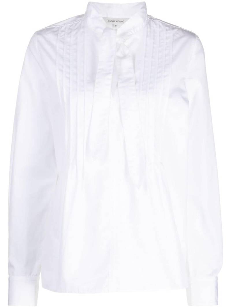 Maison Kitsuné pussy-bow cotton shirt - White von Maison Kitsuné