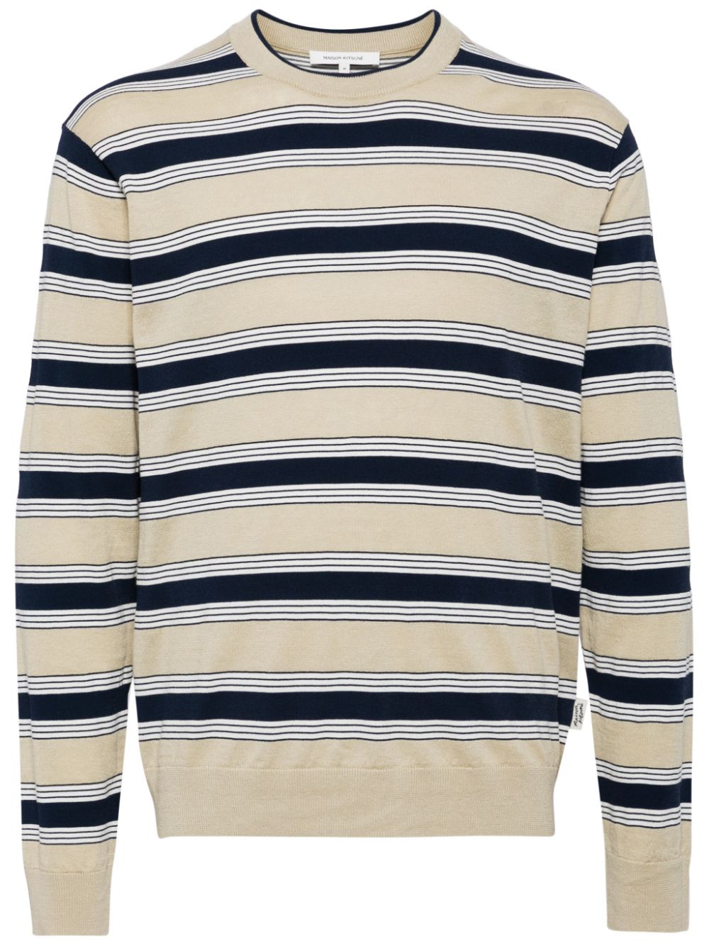 Maison Kitsuné stripe print cotton blend sweater - Neutrals von Maison Kitsuné