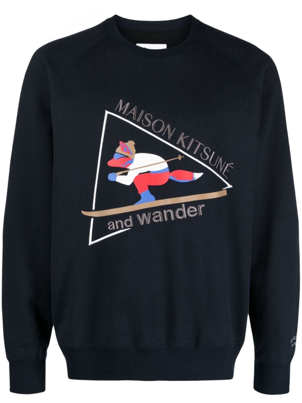 Maison Kitsuné x And Wander logo-embroidered cotton sweatshirt - Blue von Maison Kitsuné