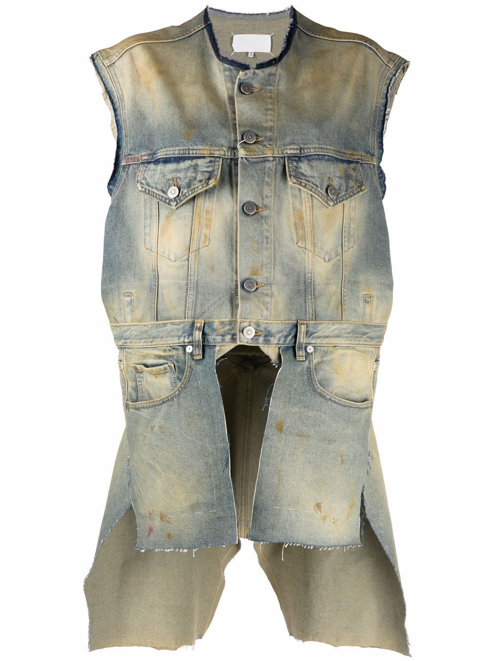 Maison Margiela Derelict asymmetric denim gilet - Green von Maison Margiela