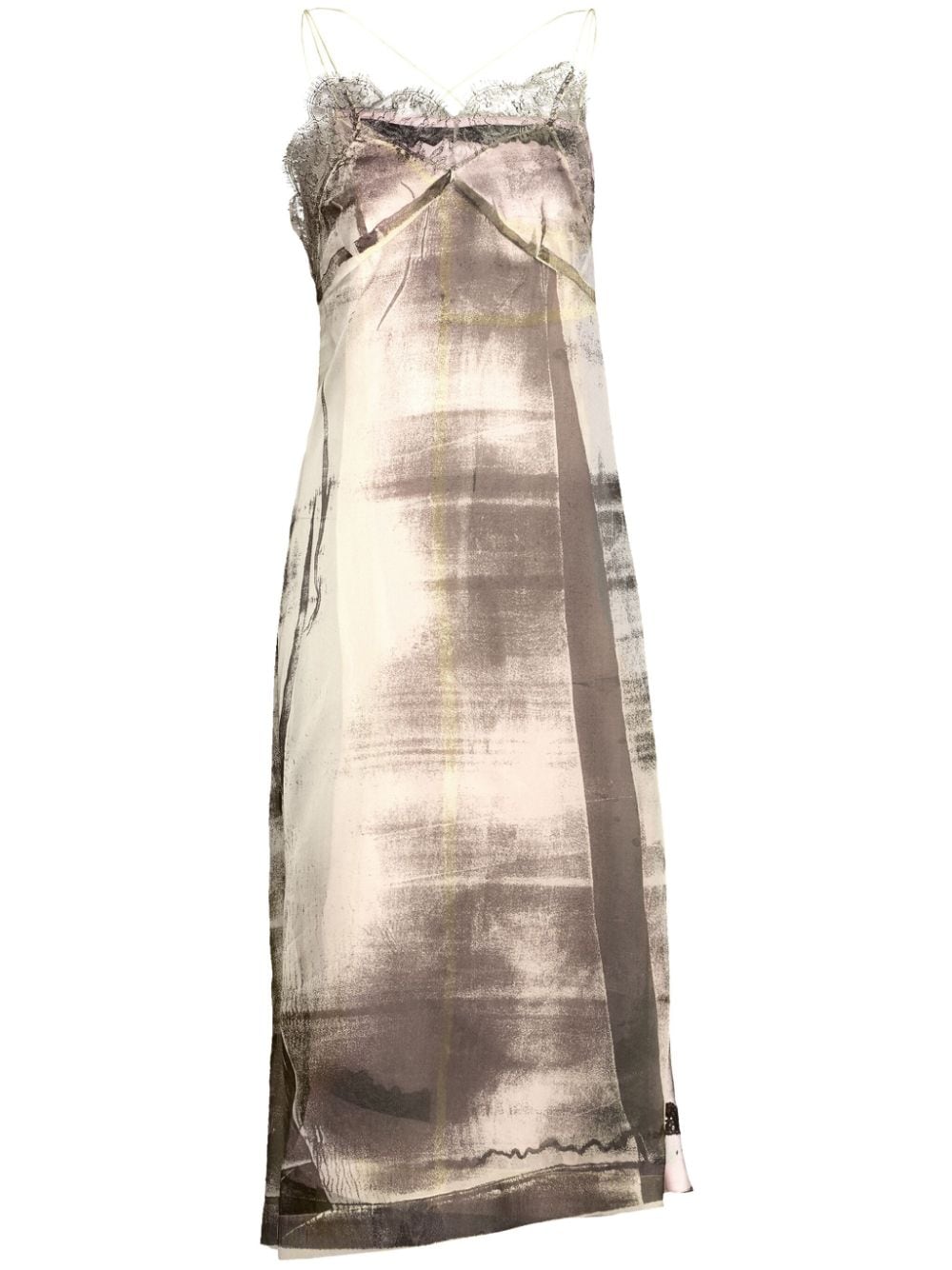 Maison Margiela Freeze-frame silk midi dress - Brown von Maison Margiela