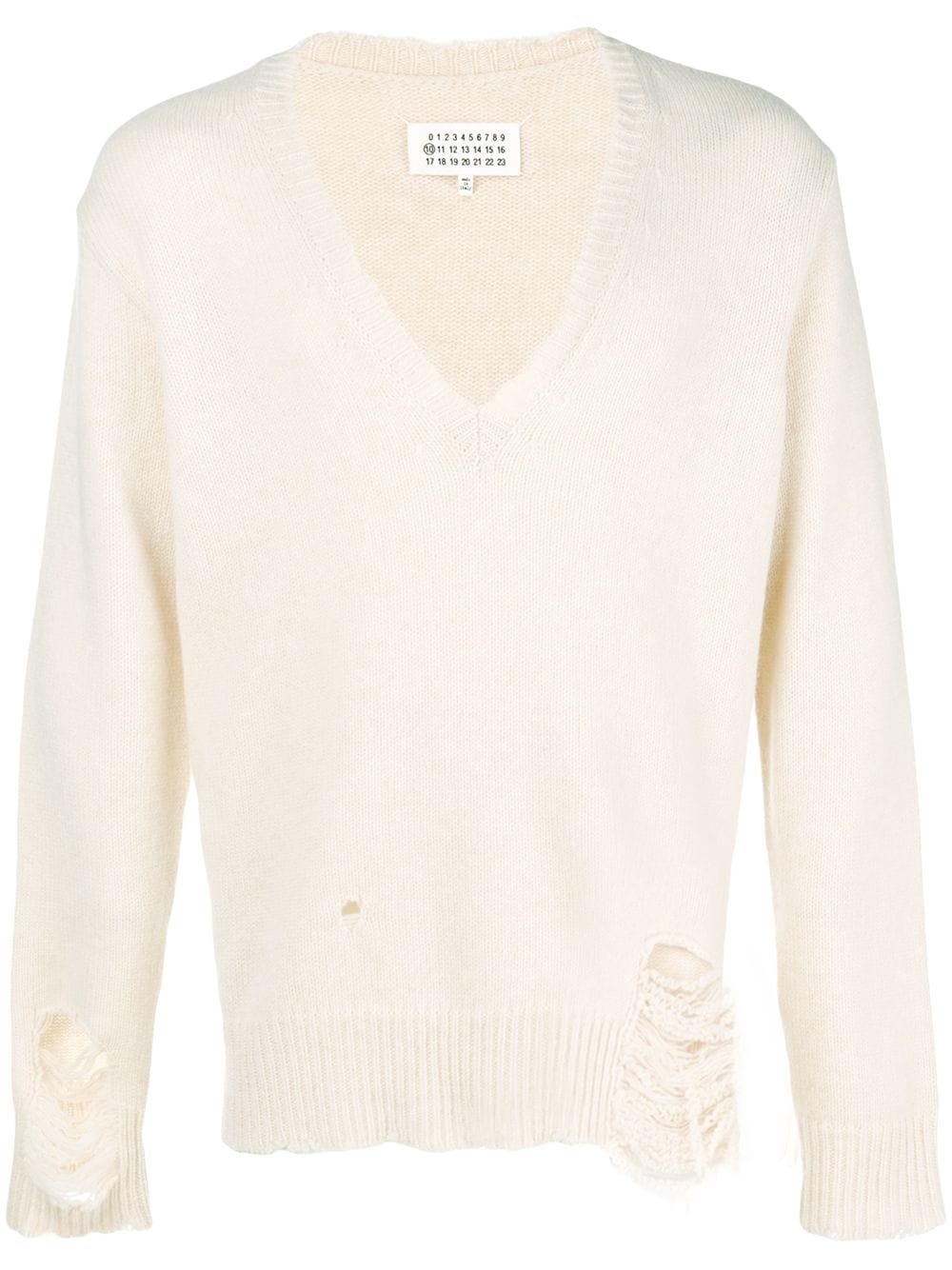 Maison Margiela V-neck distressed sweater - Neutrals von Maison Margiela