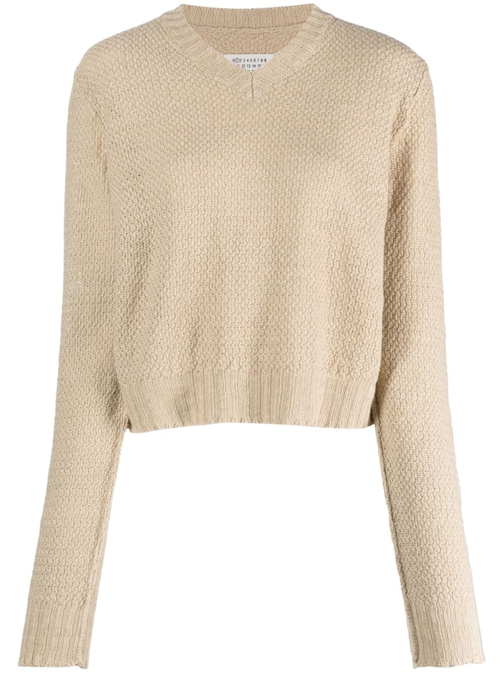 Maison Margiela V-neck basket-weave jumper - Neutrals von Maison Margiela