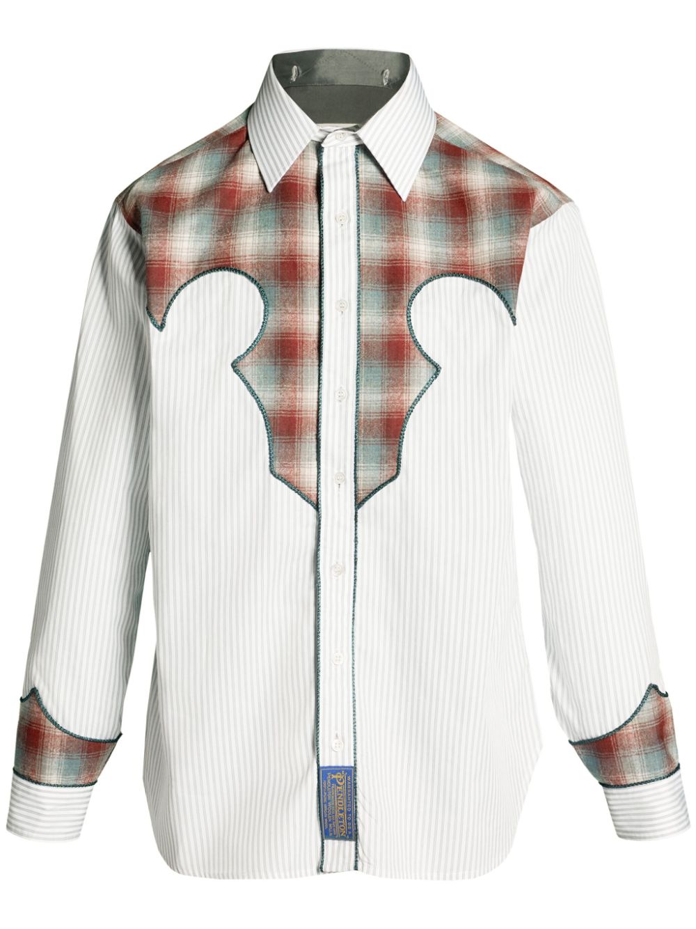 Maison Margiela x Pendleton yoke-detail striped shirt - Grey von Maison Margiela