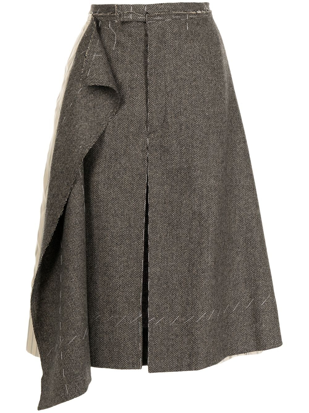 Maison Margiela asymmetric wool-panel shorts - Grey von Maison Margiela