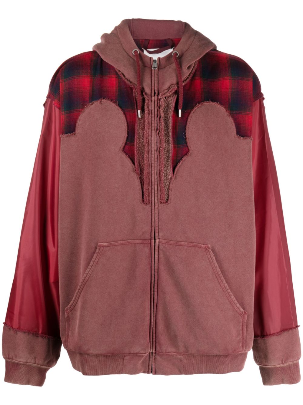 Maison Margiela x Pendleton yoke-detail zip-up hoodie - Red von Maison Margiela