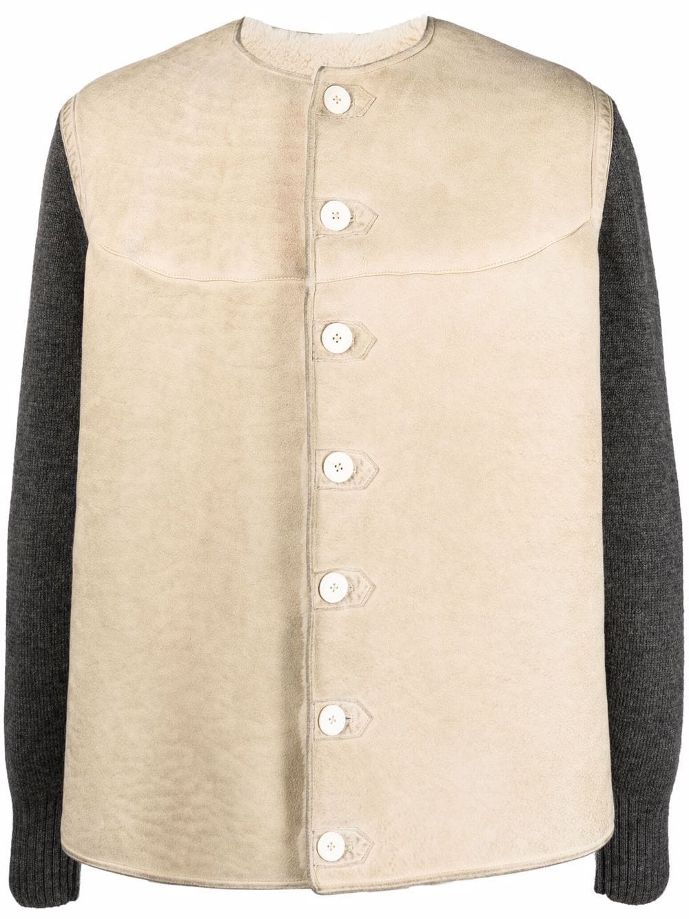 Maison Margiela colour-block leather jacket - Neutrals von Maison Margiela