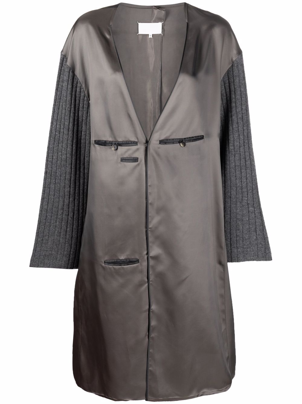 Maison Margiela contrasting-sleeves V-neck dress - Grey von Maison Margiela