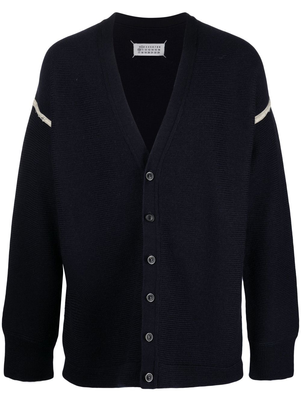 Maison Margiela elbow-patch V-neck cardigan - Blue von Maison Margiela