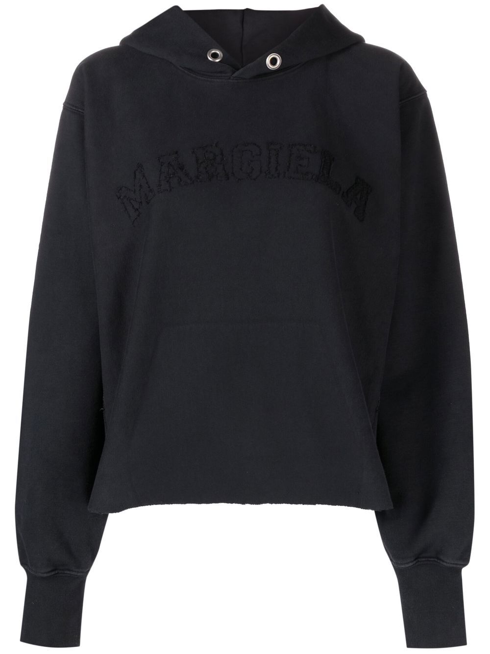 Maison Margiela logo-embroidered cotton hoodie - Grey von Maison Margiela