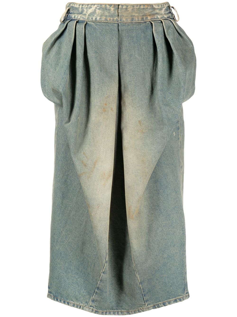 Maison Margiela pleated denim midi skirt - Blue von Maison Margiela