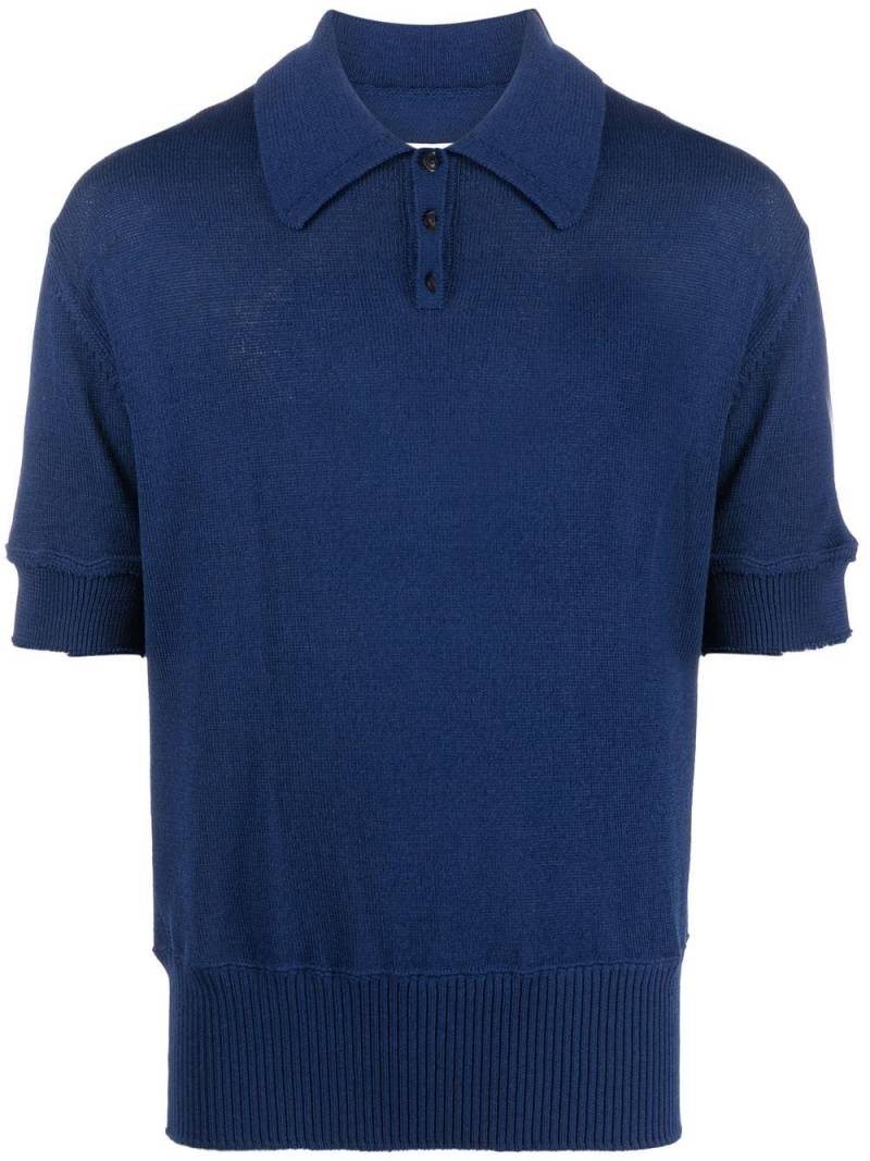 Maison Margiela four-stitch knitted polo shirt - Blue von Maison Margiela