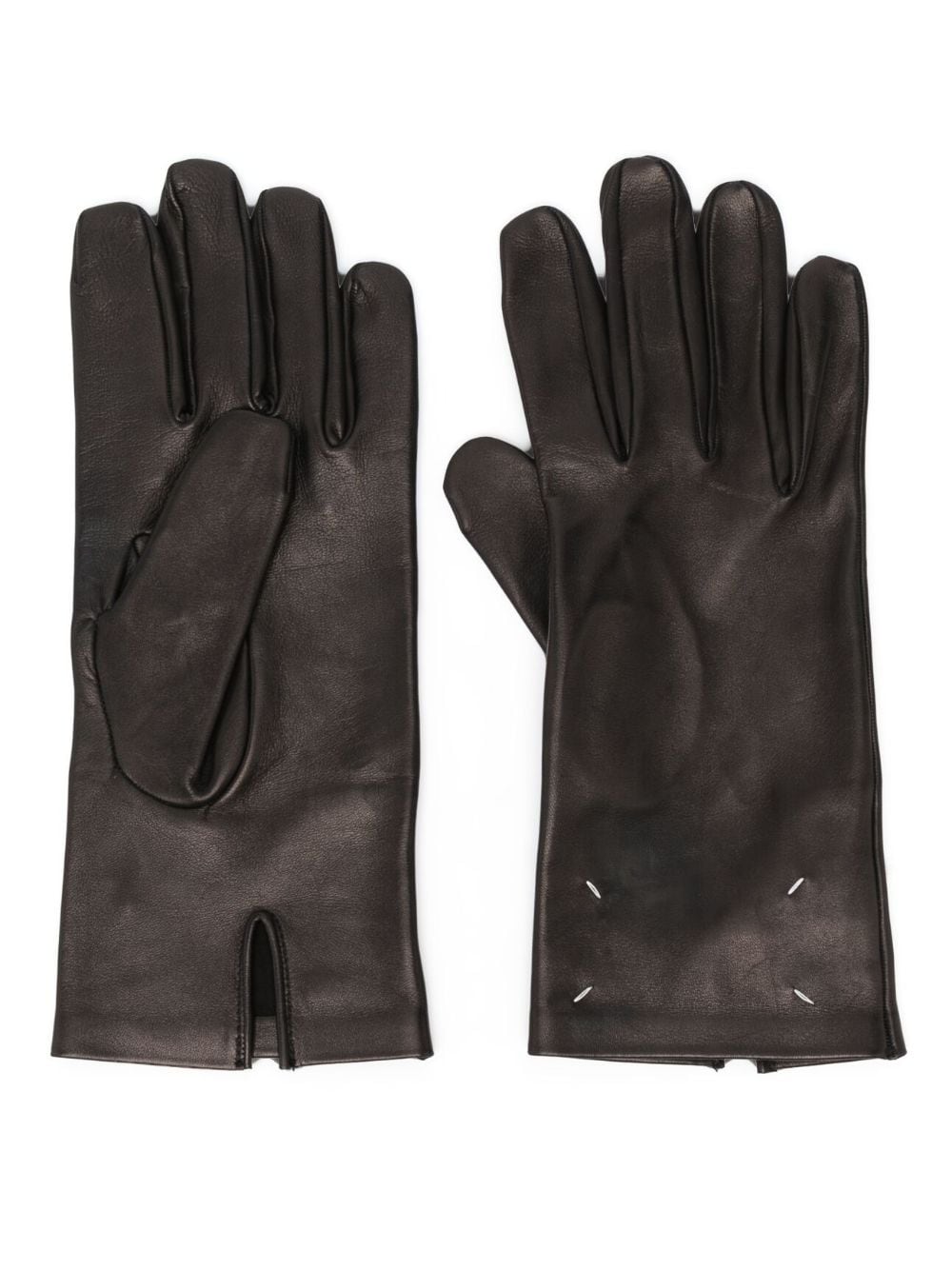 Maison Margiela Sandstorm four-stitch logo leather gloves - Black von Maison Margiela