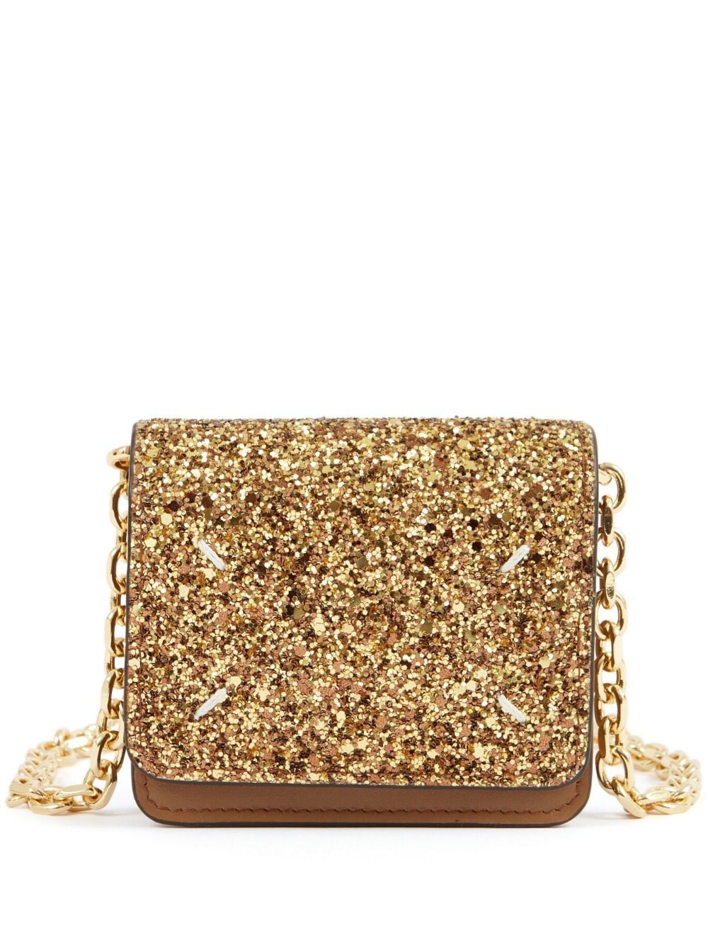 Maison Margiela micro glitter-effect wallet-on-chain - Gold von Maison Margiela