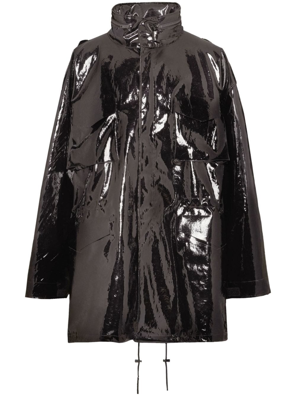 Maison Margiela glossy-finish drop-shoulder coat - Black von Maison Margiela