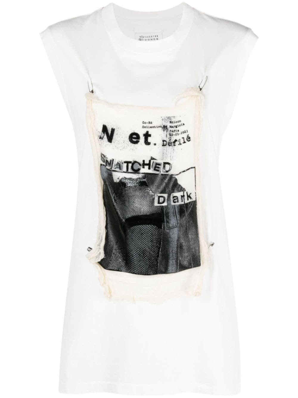 Maison Margiela graphic-appliqué sleeveless cotton T-shirt - White von Maison Margiela