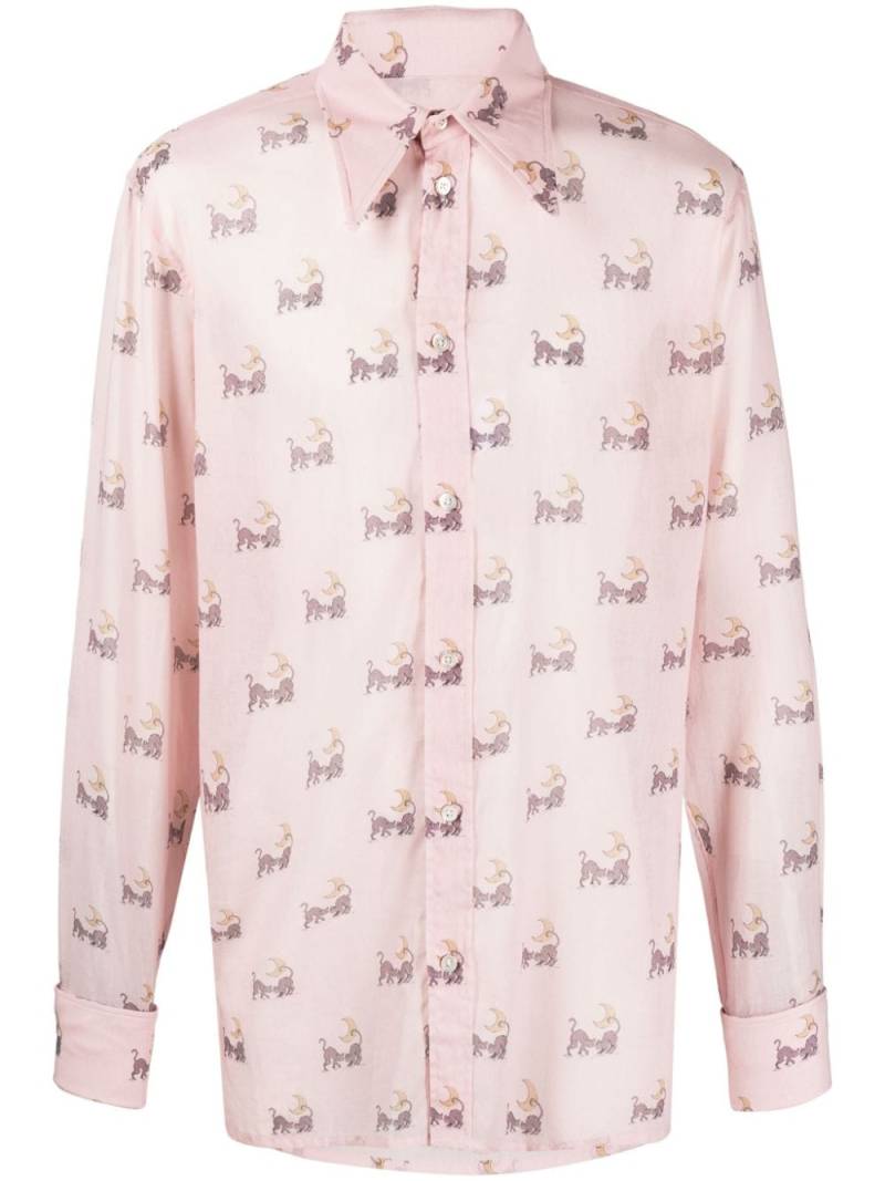 Maison Margiela graphic-print cotton shirt - Pink von Maison Margiela