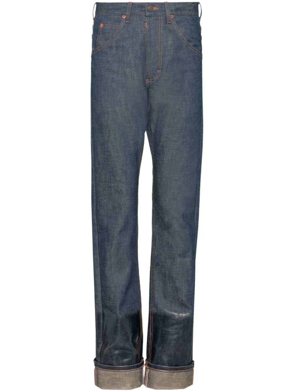 Maison Margiela lacquered mid-rise straight-leg jeans - Blue von Maison Margiela