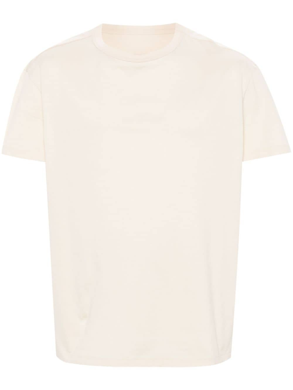 Maison Margiela logo-embroidered cotton T-shirt - Neutrals von Maison Margiela