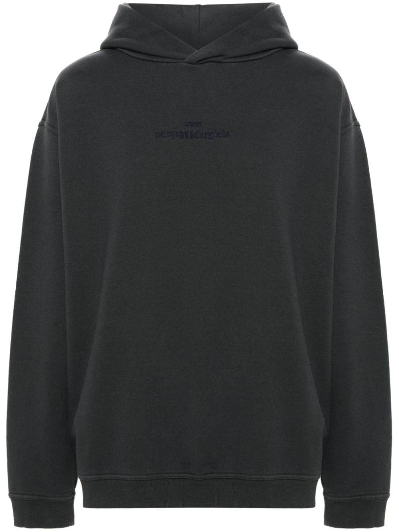 Maison Margiela logo-embroidered cotton hoodie - Grey von Maison Margiela