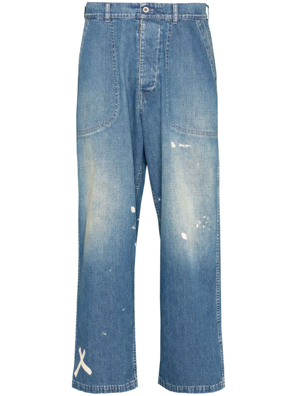 Maison Margiela paint-splatter wide-leg jeans - Blue von Maison Margiela