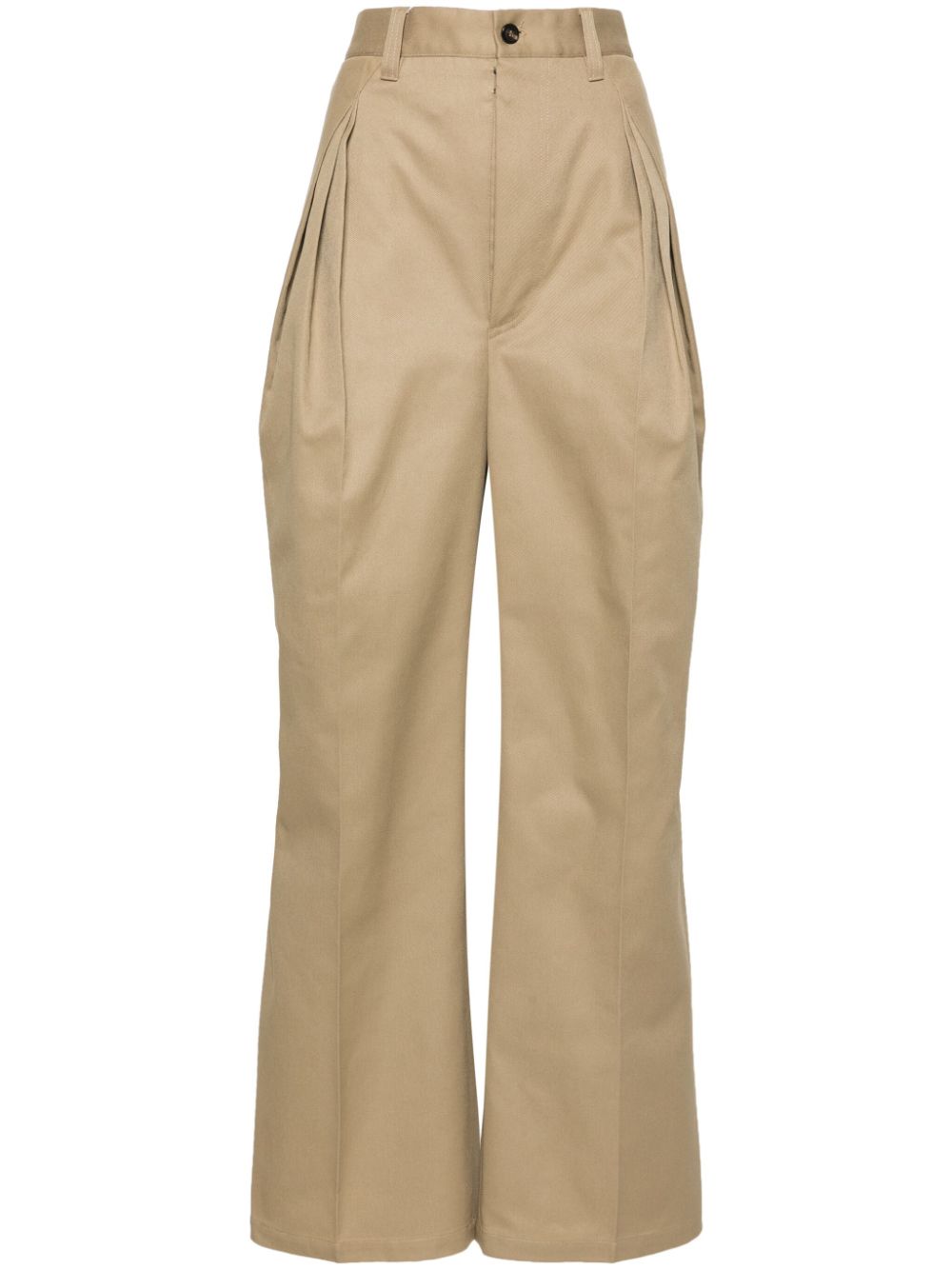 Maison Margiela pleat-detailed twill trousers - Neutrals von Maison Margiela