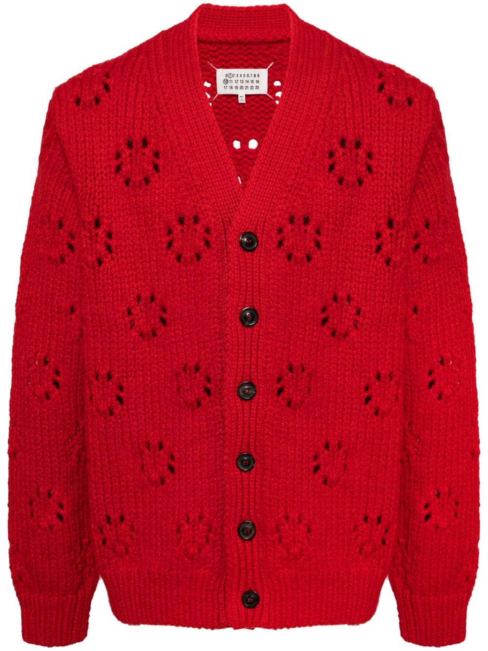 Maison Margiela pointelle-knit wool cardigan - Red von Maison Margiela