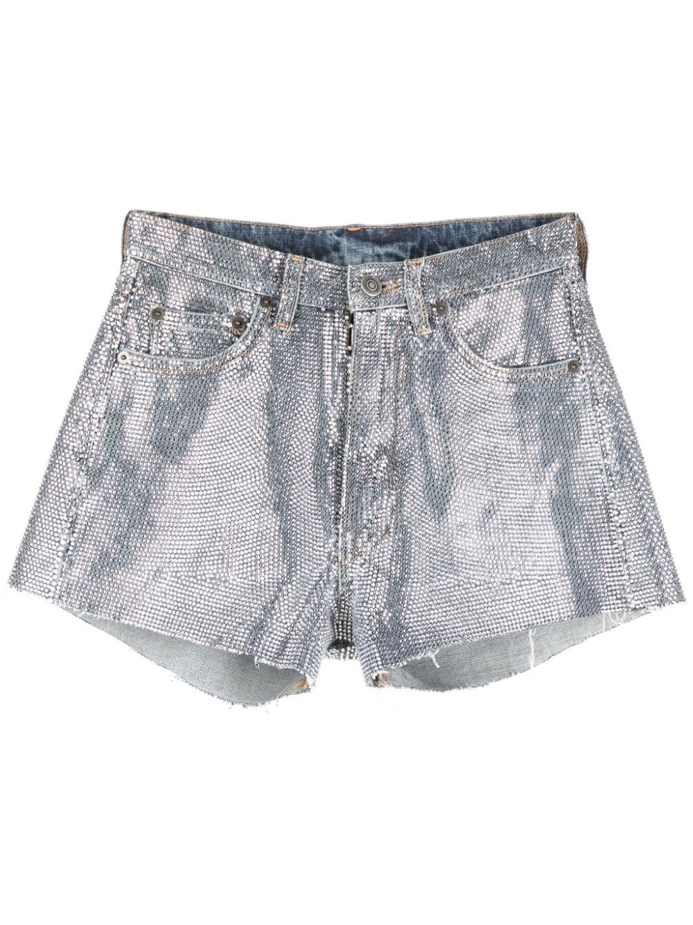 Maison Margiela rhinestone-embellished cotton shorts - Silver von Maison Margiela