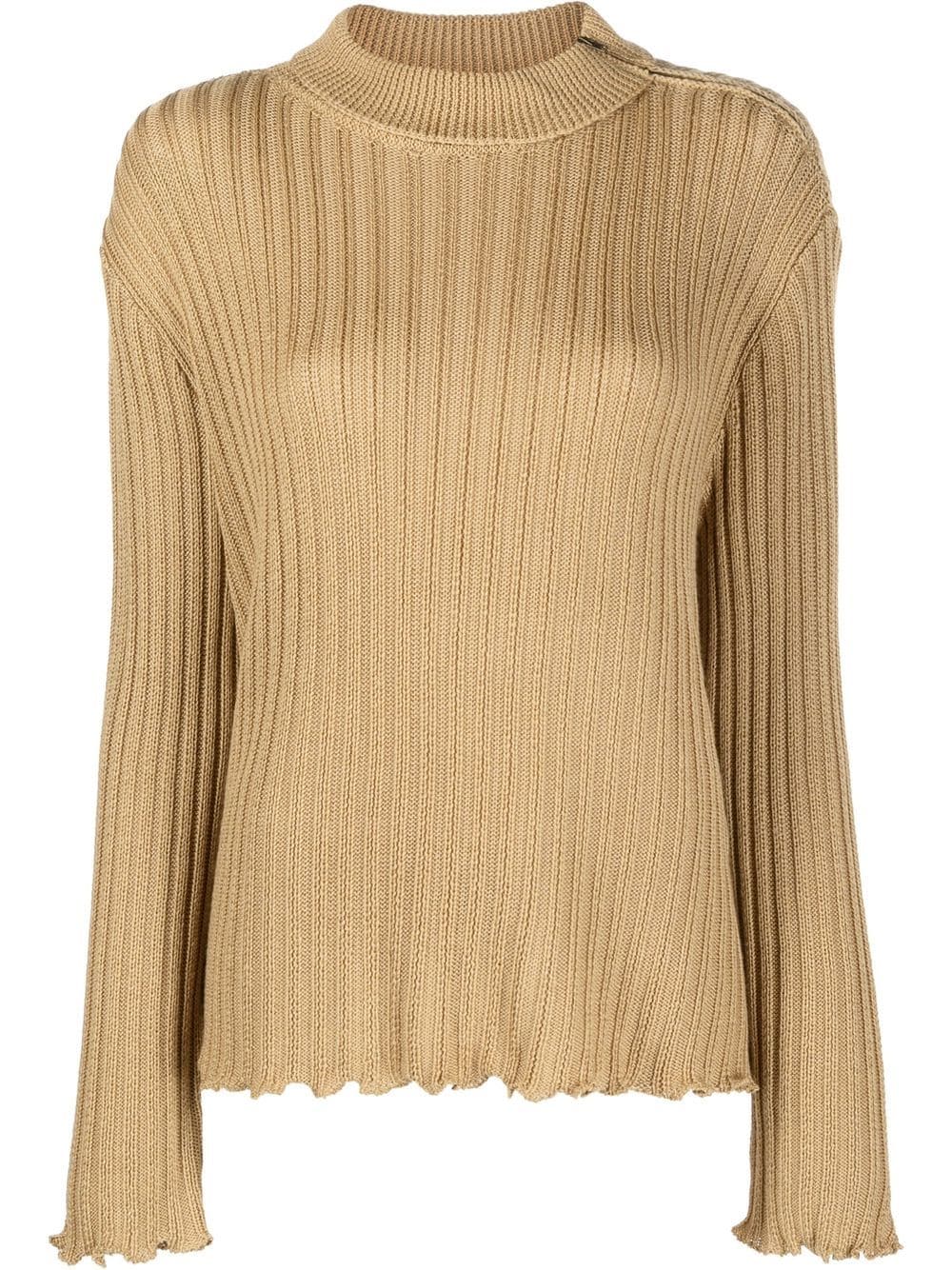 Maison Margiela ribbed high neck jumper - Brown von Maison Margiela