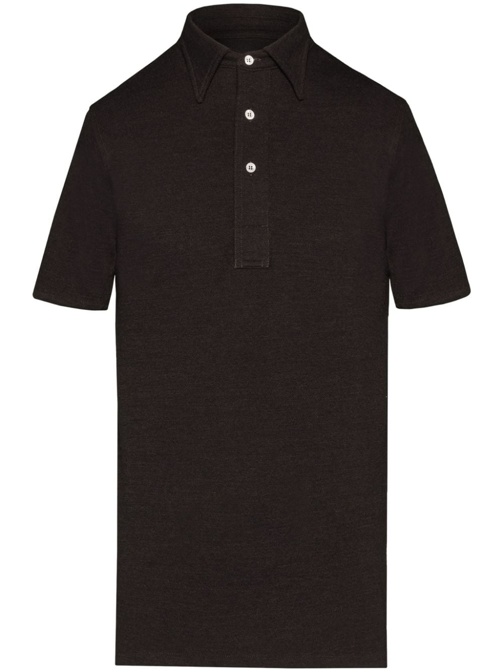 Maison Margiela straight-point collar cotton-blend polo shirt - Black von Maison Margiela