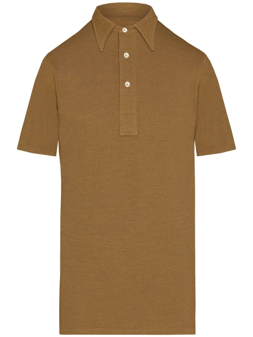 Maison Margiela straight-point collar cotton-blend polo shirt - Neutrals von Maison Margiela