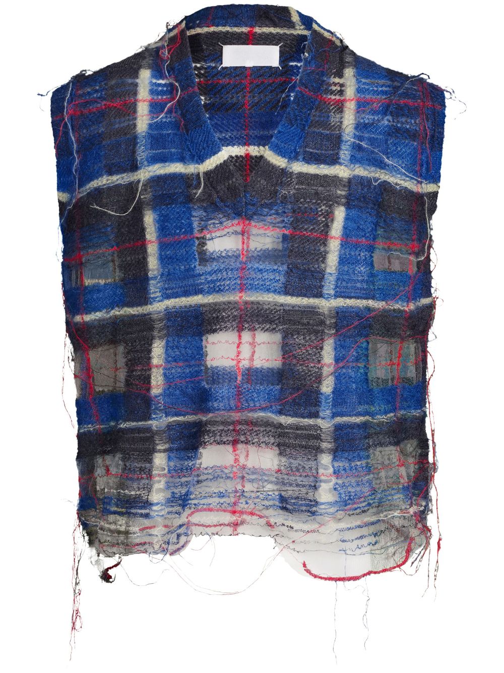 Maison Margiela distressed checked tank top - Blue von Maison Margiela