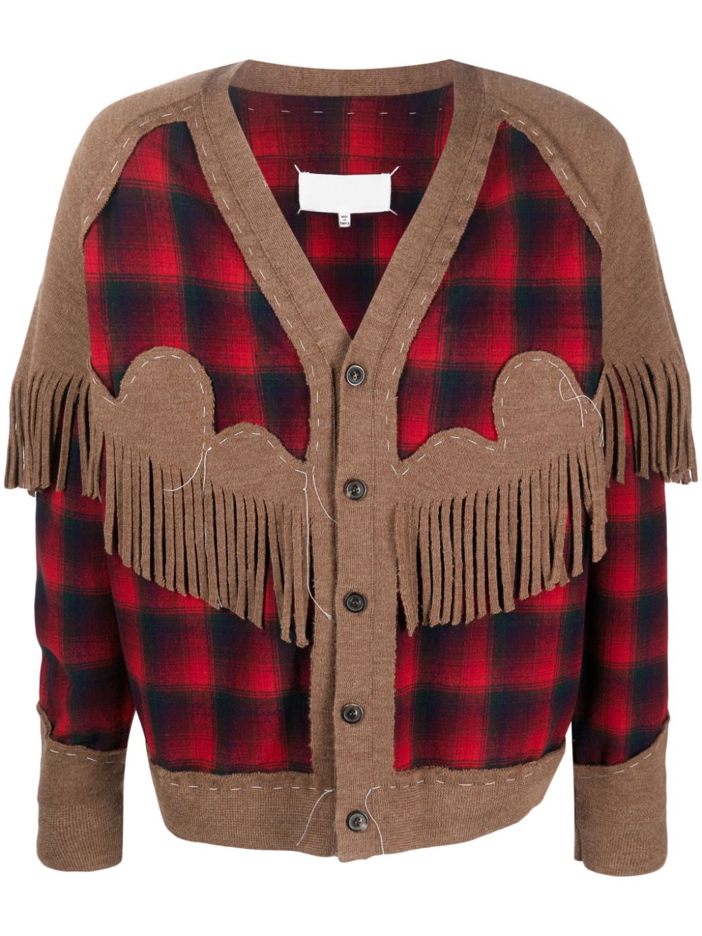 Maison Margiela x Pendleton fringe-trim wool cardigan - Red von Maison Margiela