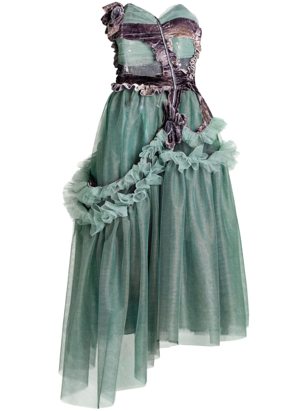 Maison Margiela x Pendleton ruffled tulle midi dress - Green von Maison Margiela