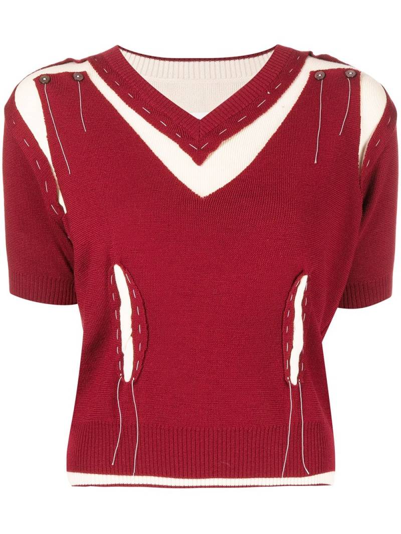 Maison Martin Margiela Pre-Owned deconstructed V-neck knitted top - Red von Maison Martin Margiela Pre-Owned