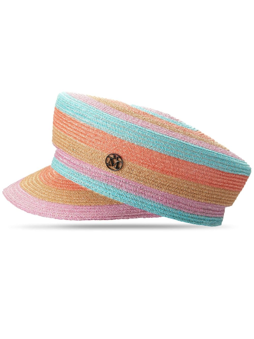 Maison Michel Abby stripe-print straw cap - Blue von Maison Michel