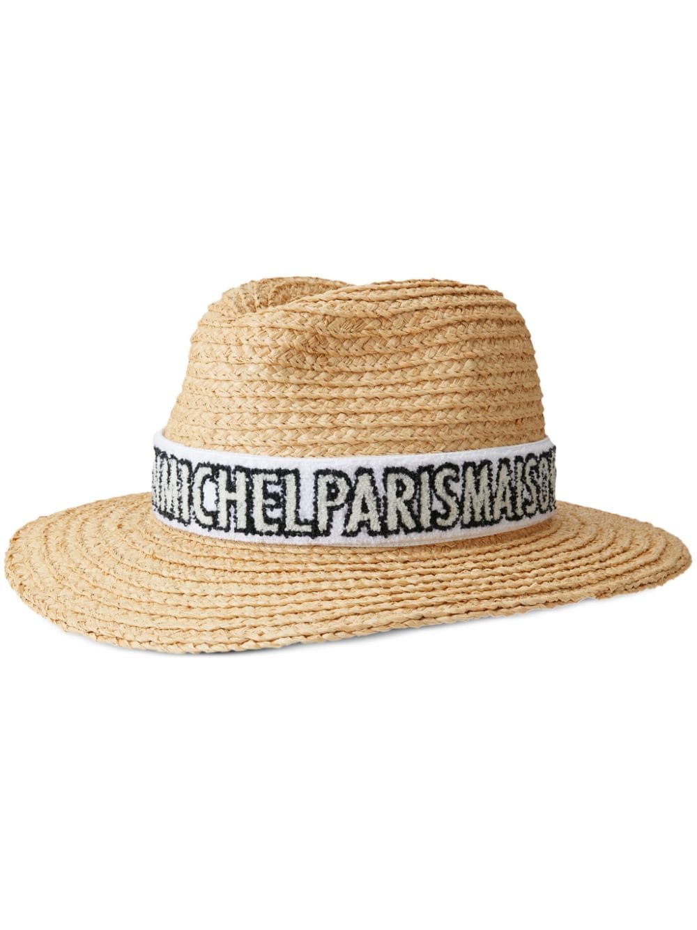 Maison Michel Henrietta logo-print straw hat - Neutrals von Maison Michel
